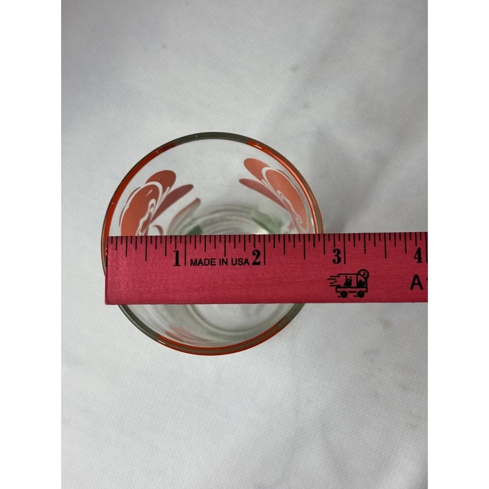 MCM Clear‎ Red Orange Tulip Green Leaf Juice Glass